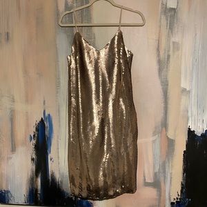 J. Crew Gold/ Bronze Herringbone sequined dress